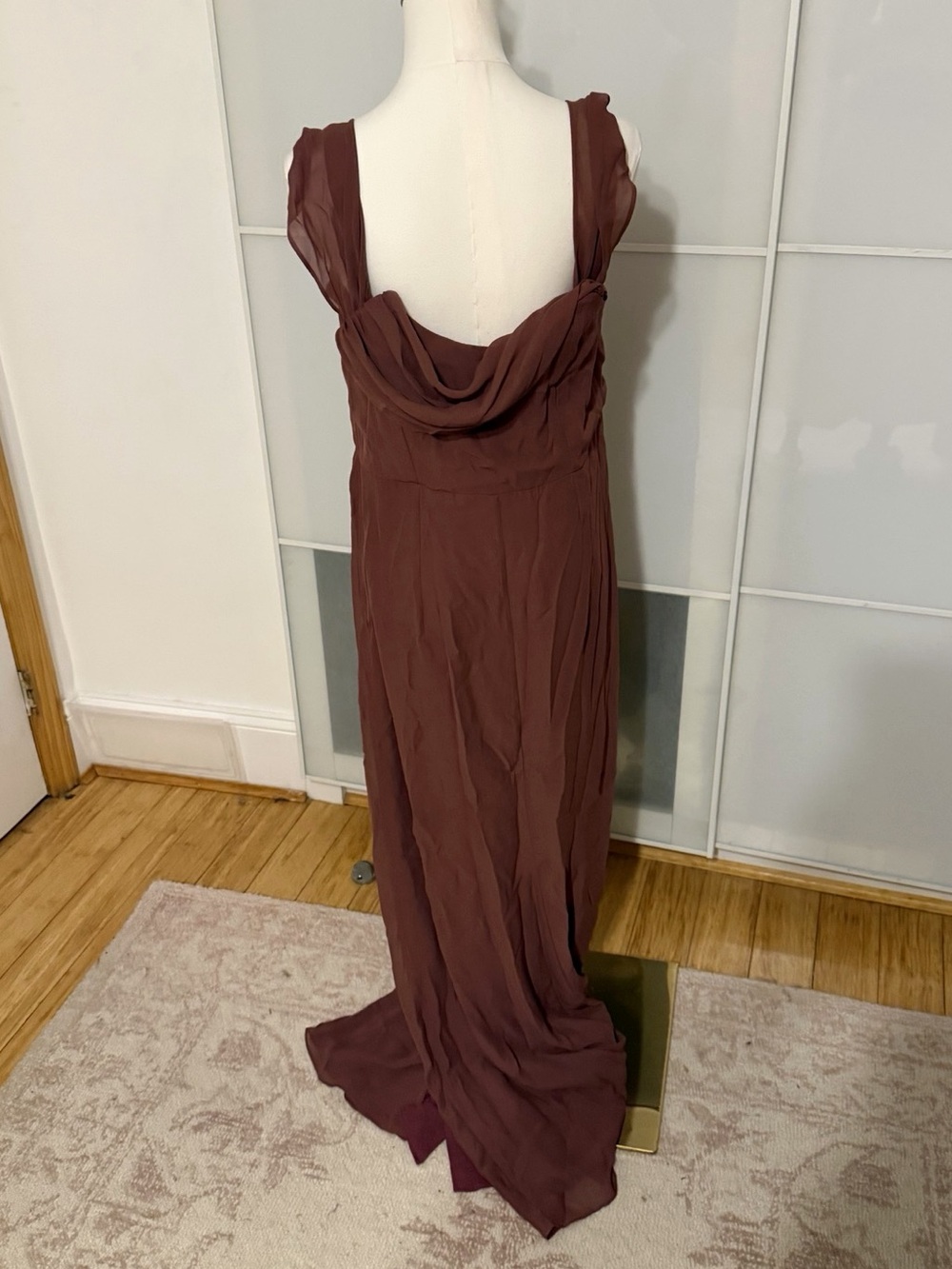 Birdy Grey Mauve Draped Maxi Dress with Front Slit - Picture 5 of 10
